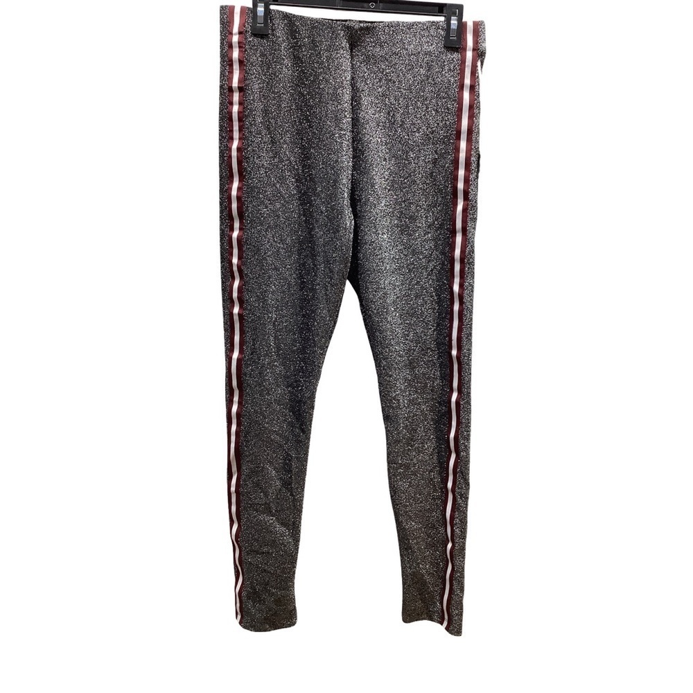 Iris Basic Size Large Sparkling Gray Leggings With Side Stripe. New With Tags